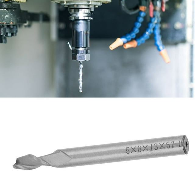 CNC End Mill, Support Up and Down Spiral Processing High Speed Steel Spiral End Mill for Woodworking Machine Tools for Advertising CNC Milling Machines 5x6x13x57