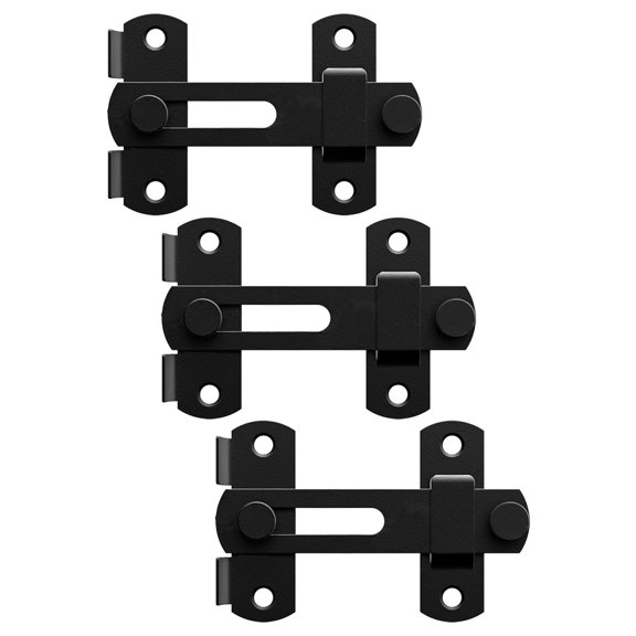 FOMIYES 3Pcs Black Stainless Steel Sliding Door Latch with Locking Mechanism for Car Use
