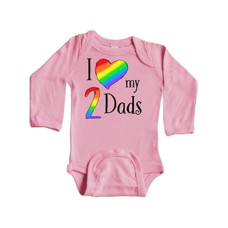 

Inktastic I Love my Two Dads- Pride Rainbow Heart Gift Baby Boy or Baby Girl Long Sleeve Bodysuit