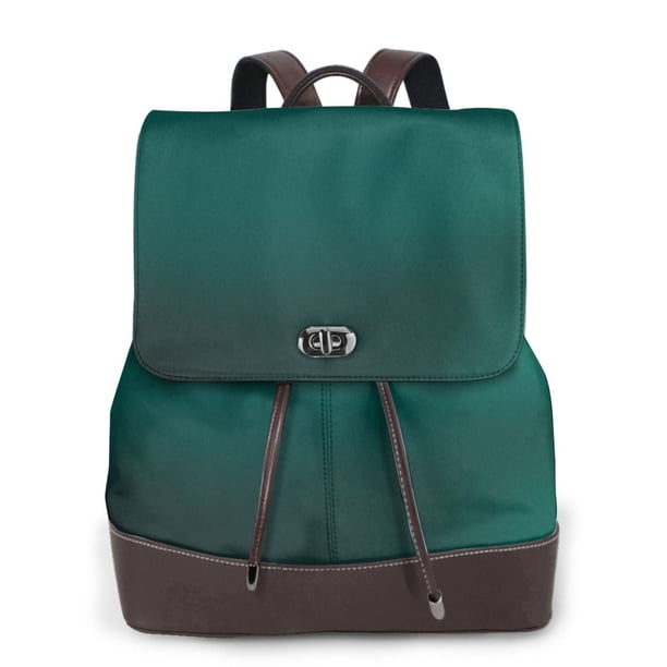 Disketp Dark teal green Mochila de Cuero para Mujer, Bolso de Espalda Antirrobo con Estilo para Viaje, Trabajo y Uso Diario