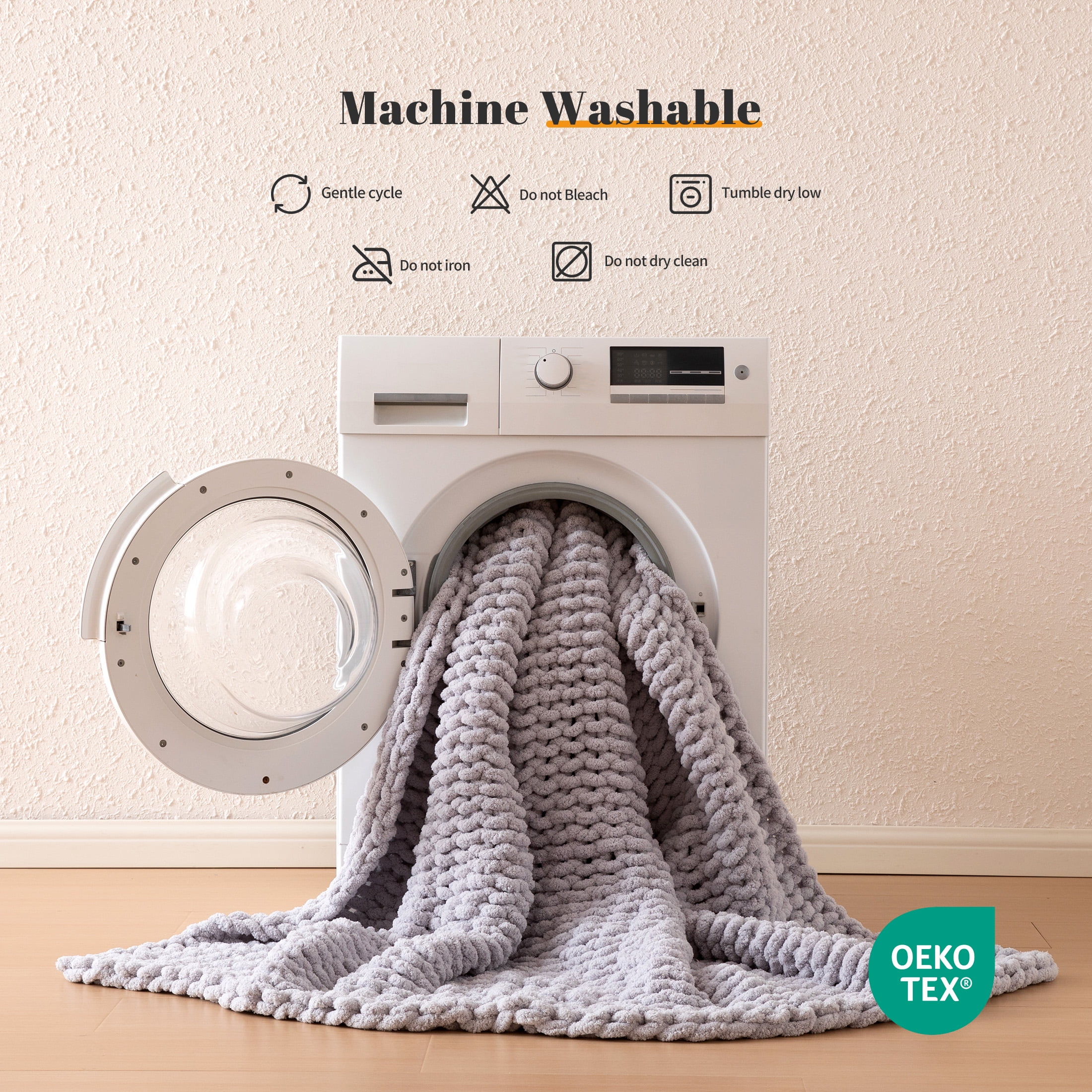 Sonive Grey Throw Blanket, Chunky Velvet Knit Warm Soft Handmade Circular Throw Blankets for Couch Bed Sofa, 80" × 90"