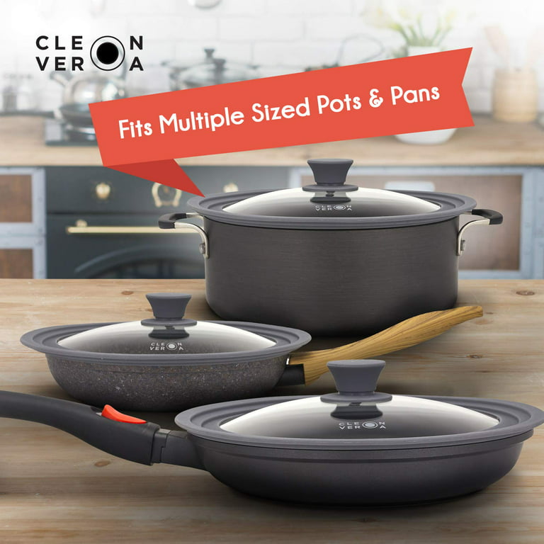  Cleverona Clever Lid, Universal Pot and Pan Lid, Extra Large  fits 11, 12 and 12.5 inch Pans, Dark Grey: Home & Kitchen