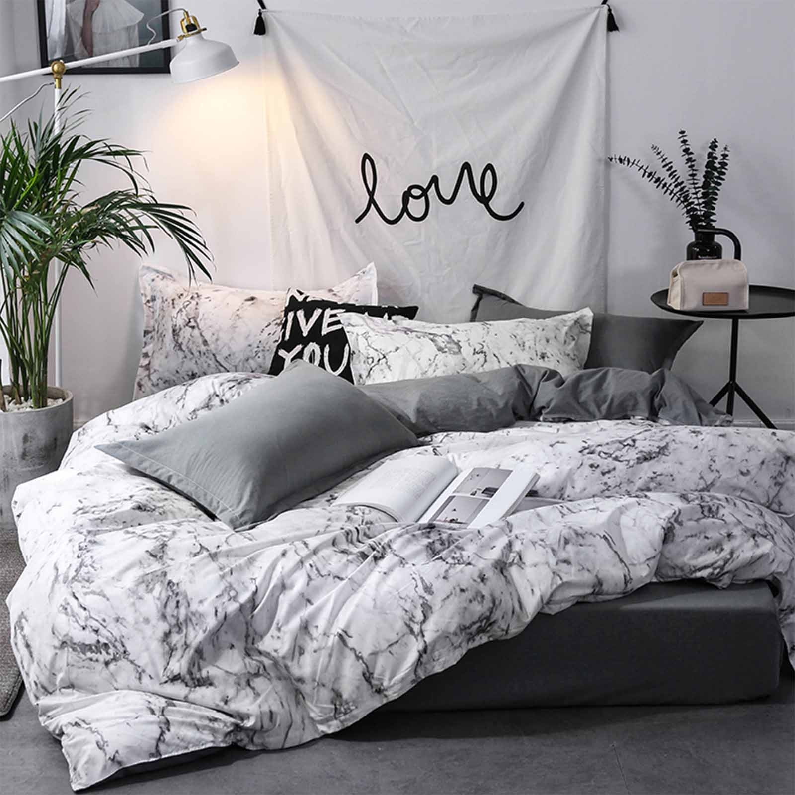 Queen Bedding Set under $5! Yannianjz King Size Bedding Set 3 Piece, Plain Color Duvet Cover Set with Pillow Shams, Hotel Quality Bed Sheet Set, Wrinkle Free Comforter Cover for Master Bedroom