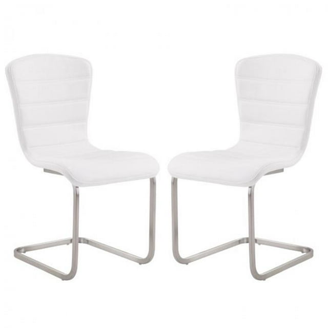 Chaise d'Appoint Cameo Moderne en Acier Inoxydable avec Accoudoirs Blancs