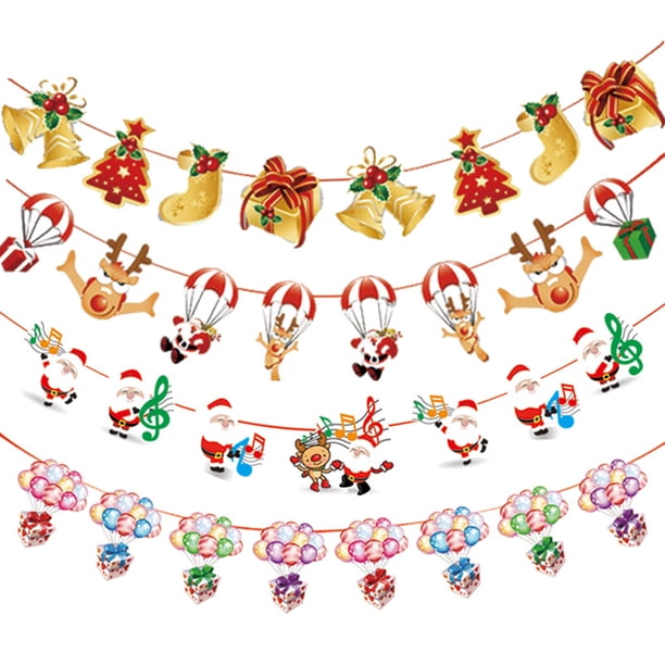 Banner de Navidad, banderines de Papá Noel, decoración de dibujos animados para Navidad, fiesta de Año Nuevo, decoración DIY