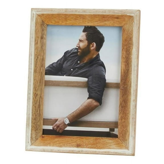 Saro Lifestyle Distressed Wood Two Tone Design Photo Frame 5x7