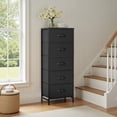 thumbnail image 4 of EDX 5 Fabric Dresser with 5 Storage Drawers, TV Stand with Wooden Top Metal Frame for Clothes, Living Room, Hallway, Entryway, Black, 4 of 8