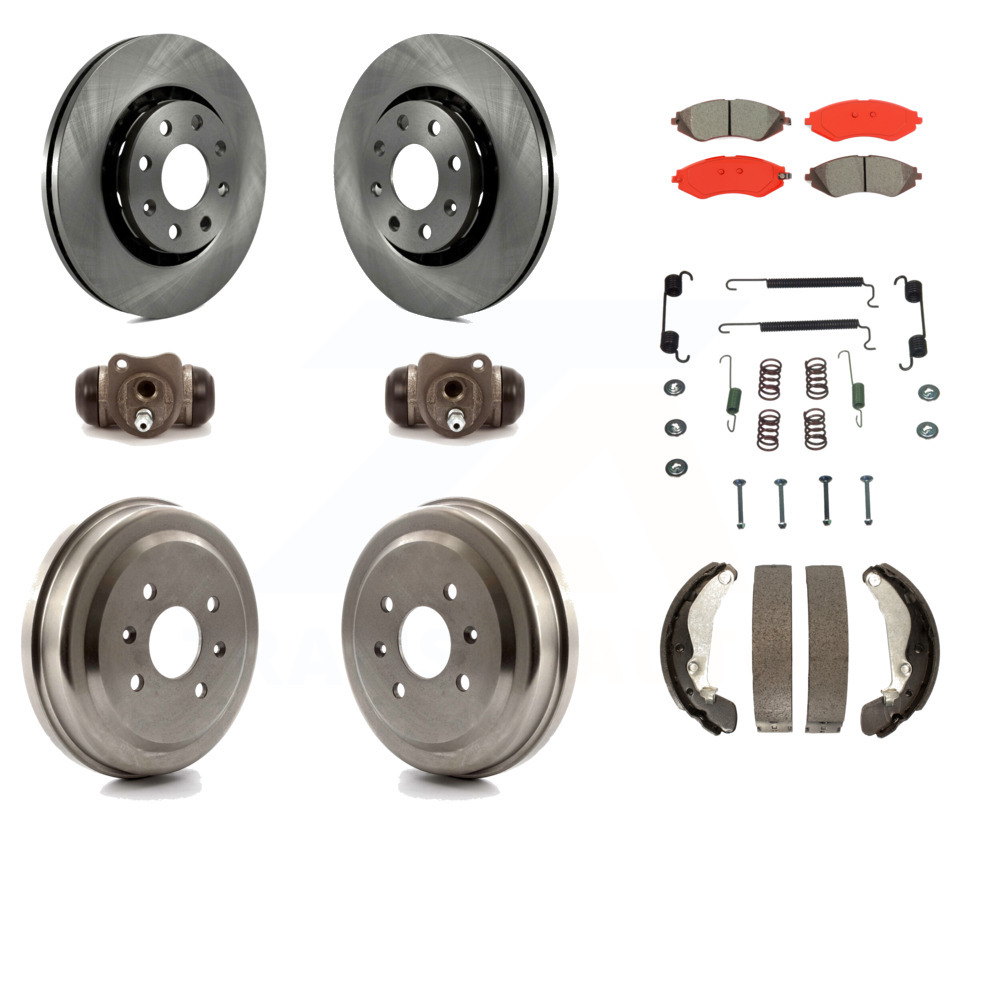 Front Rear Disc Brake Rotors SemiMetallic Pads And Drum Kit (9Pc) For