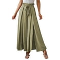 thumbnail image 2 of Women Wide Leg Long Trousers Casual Beach High Waist Palazzo Pants Loose Belted Summer Autumn Leisure Style, 2 of 5