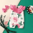 thumbnail image 2 of KAOOCXU New Summer Bodysuit For Girl Flying Sleeved Flower Printed Jumpsuit Crawlsuit With Headband Breathable Cozy Onesies For Spring And Autumn, 2 of 4