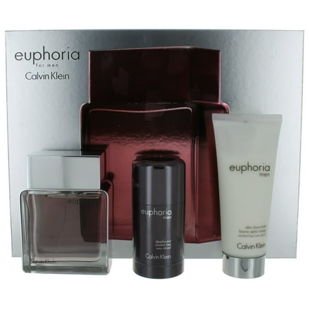 Euphoria by Calvin Klein for Men SET: EDT Spray 3.4 oz. + Deo Stick 2.6 oz. + Aftershave Balm 3.4 oz.