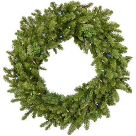 Fraser Hill Farm 36 In Grandland Artificial Holiday Wreath With Fraser Hill Farm 36 In Grandland Artificial Holiday Wreath With Multi Colored Battery Operated Led String Lights