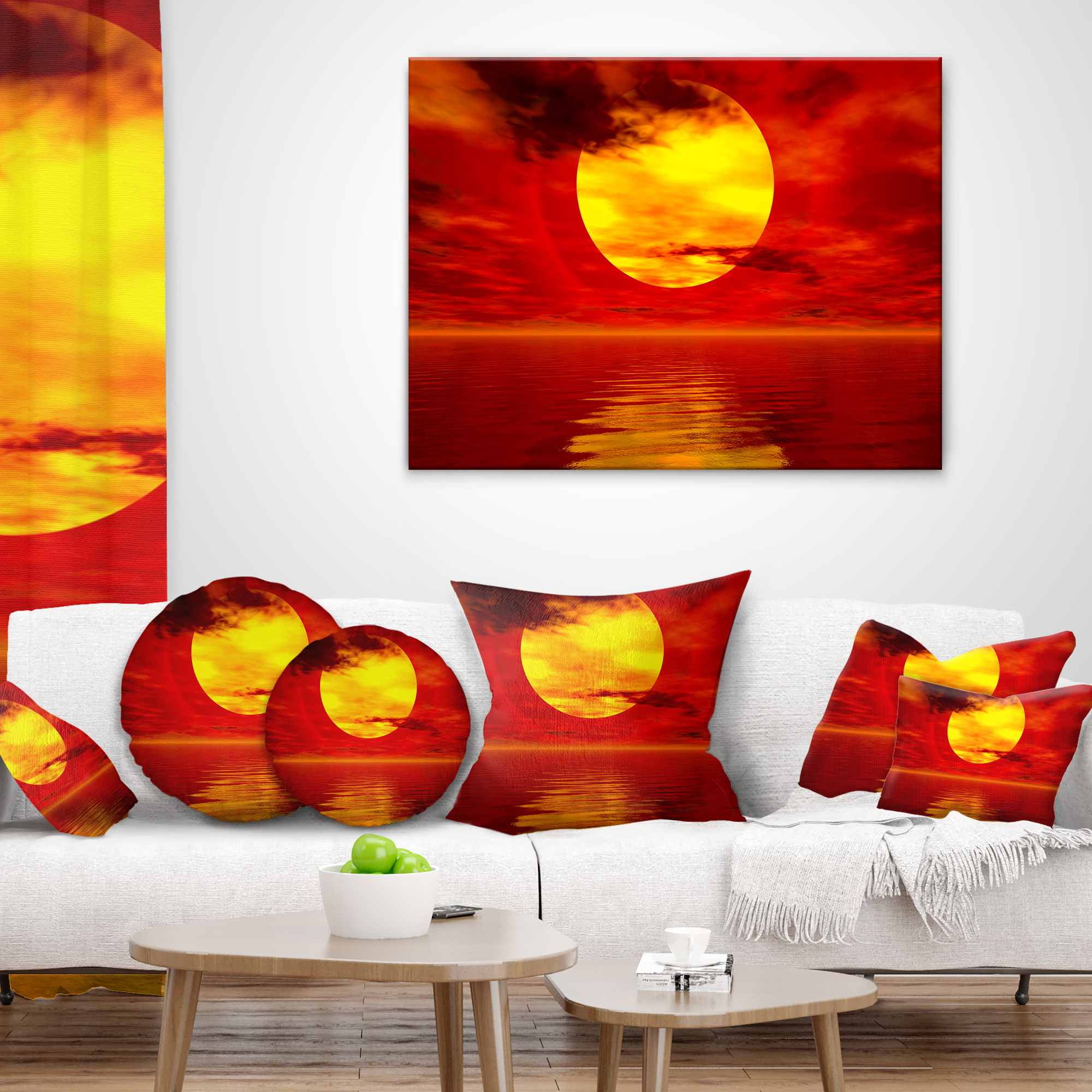 Designart 12" x 20" Red Polyester Throw Pillow