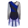 thumbnail image 5 of Mufeng Figure Skating Dress for Women Long Sleeve Mesh Rhinestone Gymnastics Competition Leotard Royal Blue L, 5 of 9