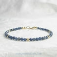 thumbnail image 2 of Blue Sapphire 3.5mm Round Shape Faceted Cut Beads 7 inch Silver Plated Clasp Bracelet for men, women, unisex. Link Chain Stacking Bracelet.|LINK_01618, 2 of 4