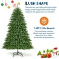 thumbnail image 3 of PVC Artificial Xmas Tree with 200 Lights & 8 Light Modes - Foldable Stand, 700+ Branch Tips for Holiday, 3 of 5