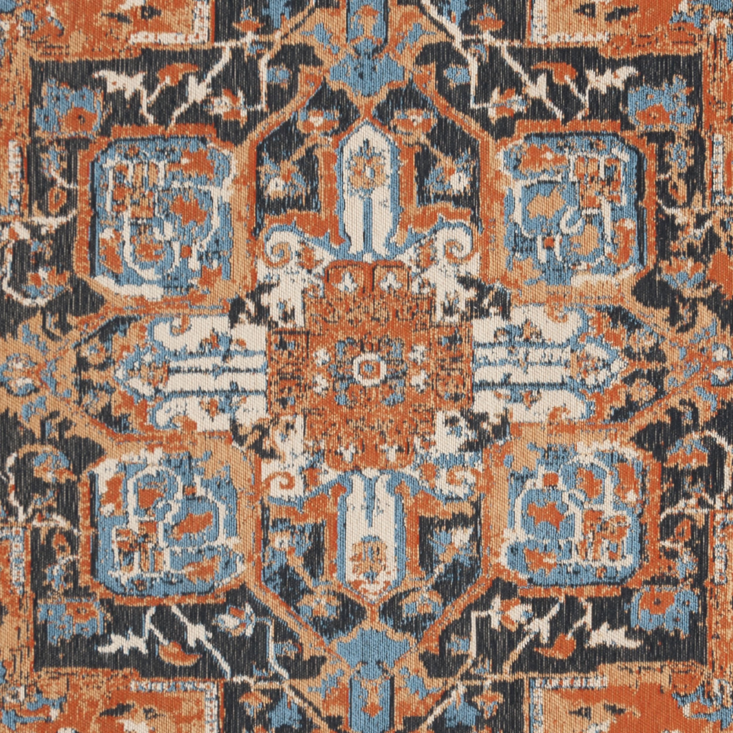 SAFAVIEH Classic Vintage Atanas Floral Bordered Polyester Area Rug, Orange/Navy, 4' x 6'