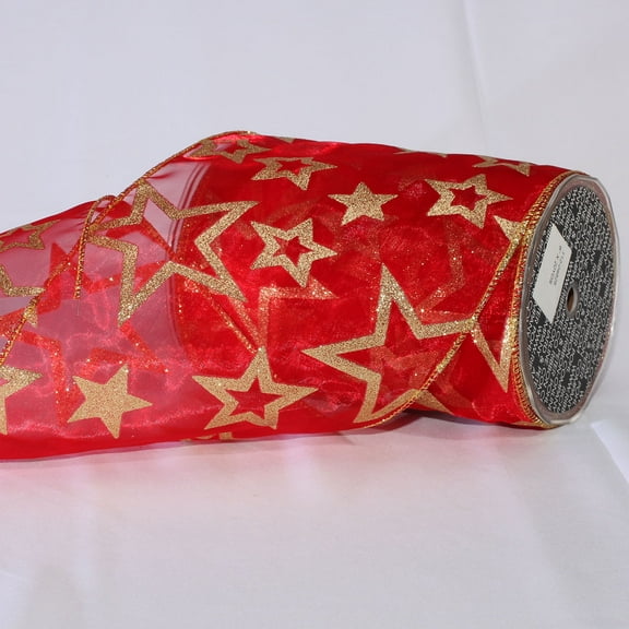 Sheer Red Shimmering Super Star Wired Craft Ribbon 6" x 20 Yards