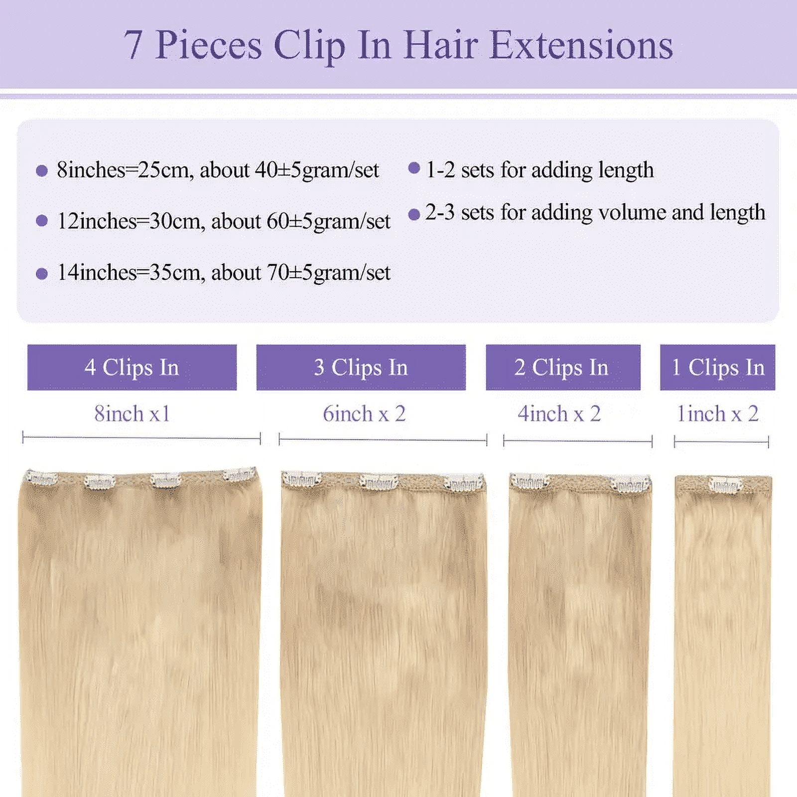 Vlasy Straight Clip In  Hair Extensions 12inches Real Human Hair 7Pcs Clip In Light Blonde Human Hair Extensions