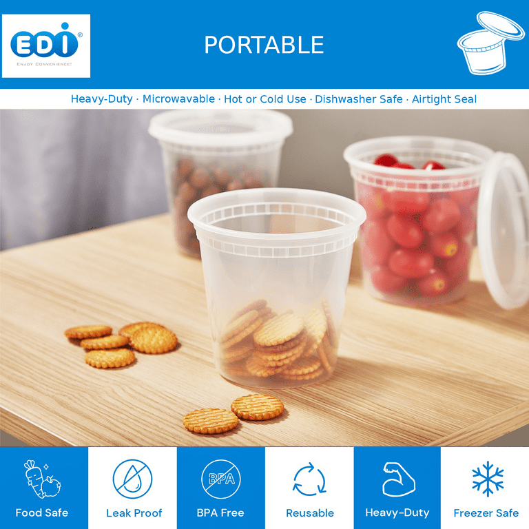 Edi Wholesale 250 Sets Microwavable Translucent Plastic Soup Food Deli Container with Lid (8oz)