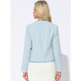 thumbnail image 3 of DARING DIVA Plaid Tweed Blazer for Women's Open Front Work Office Jacket M Blue, 3 of 6