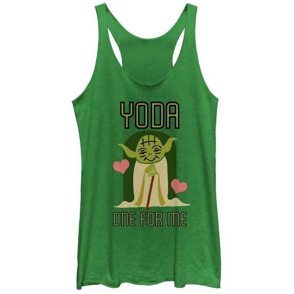 Women's Star Wars Valentine's Day Yoda One for Me Racerback Tank Top Envy Green X Small