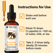 Bee Propolis Liquid Extract Tincture 20% – 2 fl oz (60 mL), 70% Alcohol, Amber Glass Dropper
