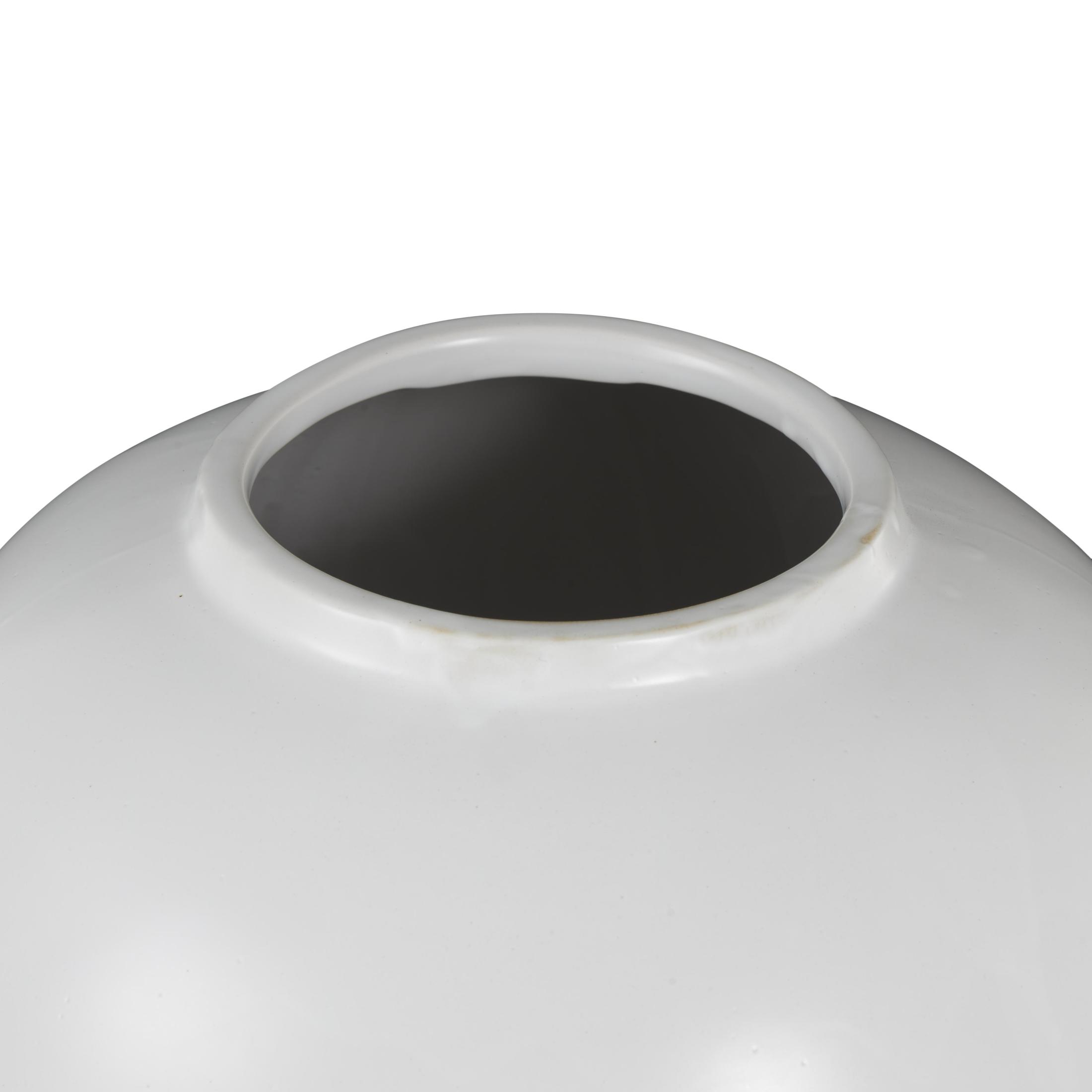 DecMode 12" x 25" White Ceramic Rounded Hourglass Decorative Jars with Lid and Ball Knob, 1-Piece