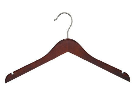 NAHANCO #20314HU 14' Low Gloss Mahogany Wooden Shirt Hangers (Pack of 25)