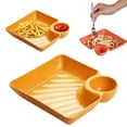 thumbnail image 2 of Plastic Serving Trays For Parties Snack Platters Appetizers Cookies French Fries Buffet Entertaining Catering Plates With Dipping Section Orange 7.2*7.2*1.4 In, 2 of 9