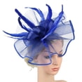 thumbnail image 2 of NMMUED Wide Brim Fascinator Hats for Women Church Formal Dress Hat Feather Mesh Wedding Guest Garden Party Tea Party Elegant Hat Blue, 2 of 7