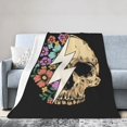 thumbnail image 1 of DouZhe Ultra-Soft Micro Fleece Lightweight Flannel Bed Blanket, Floral Rose Skull Skeleton Print Cozy Warm Throw Blankets, 60"x50", 1 of 7