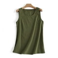 thumbnail image 5 of up to 60% off Gifts Usmixi Womens Tank Tops Vintage Cotton Linen Plus Size Loose Going out Shirts Vest Summer Trendy Solid Round Neck Sleeveless Shirts Blouse Army Green XXXXXL, 5 of 5