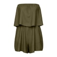 thumbnail image 4 of uvwlwu Women Strapless Romper Sleeveless Ruffle Tube Top Elastic High Waist Wide Leg Short Jumpsuit Summer Casual Beach Vacation Day Night Out Outfit,XS, 4 of 4