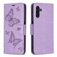 thumbnail image 4 of Wallet Case for Samsung Galaxy A13 5G, Butterflies Pattern Luxury PU Leather Card Slots Holder Magnetic Flip Folio Cover with Kickstand Soft Silicone Shockproof Protective Case,Violet, 4 of 6