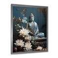 thumbnail image 2 of Designart "Tranquil Zen with Blue Buddha Statue II" Spiritual Framed Wall Art - Global Blue Meditation Entryway Framed Wall Art, 2 of 6