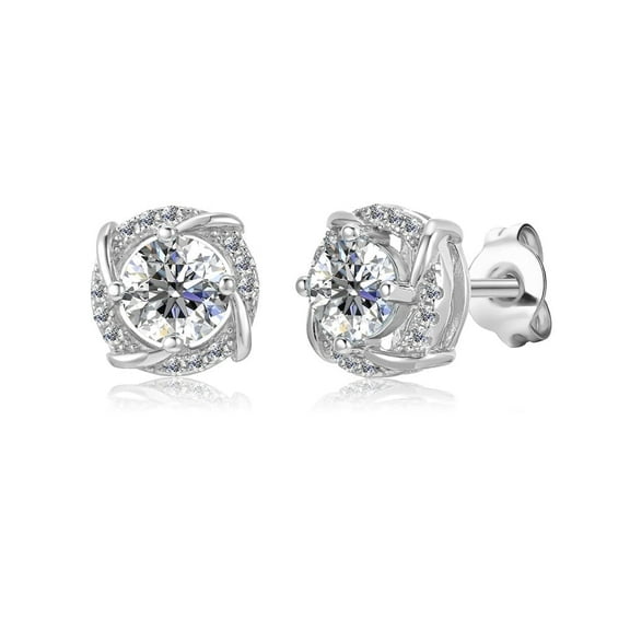 Moissanite by Cate & Chloe Jemma 925 Sterling Silver Stud Earrings 1.0TCW for Women, Gift for Her