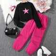 thumbnail image 6 of XFHLMJFF Girls Star Printed Pullover Sweat Suit Unisex Long Sleeve Tops and Elastic Waist Pants With Pockets Outfits 2Pcs Set 5-6 Years, 6 of 9