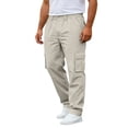 thumbnail image 3 of Men's Flex Ripstop Military Pants Water Resistant Elastic Waist Cargo Pants with Multi Pockets Big and Tall Joggers Hiking Outdoor Ripstop Stretch Trousers,Beige 2XL, 3 of 4