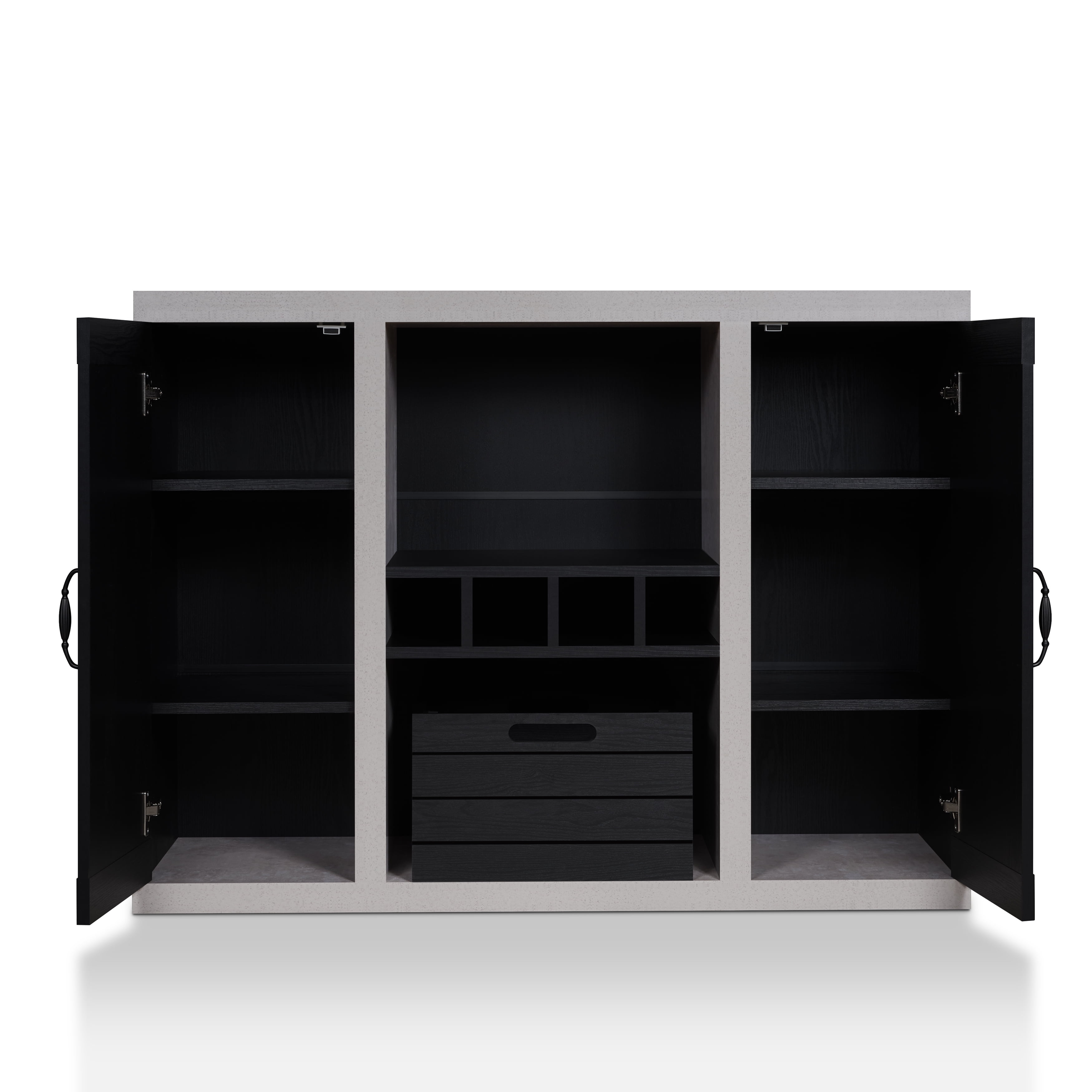 Furniture of America Danyle Industrial Two-Toned Black Buffet Sideboard
