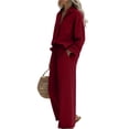 thumbnail image 3 of Bbyeadc 2 Piece Linen Sets for Women Long Sleeve Collared Button Down Shirt Comfort Drawstring Pants Going Out Travel Sets,Red (XXL), 3 of 5