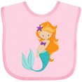 thumbnail image 3 of Inktastic Cute Little Mermaid, Orange Hair, Purple Sea Star Girls Baby Bib, 3 of 4