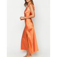thumbnail image 2 of Vestido largo KOUNAI de verano de satén de seda y cuello en V sin espalda para mujer, 2 of 4