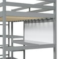 thumbnail image 3 of Twin Size Loft Bed Frame with Desk and Writing Board, Wooden Loft Bed with Shelves and Safety Guard Rails & Ladder for Bedroom, Apartment, Dorm, Space Saving, Mattress Not Included, Grey, 3 of 9