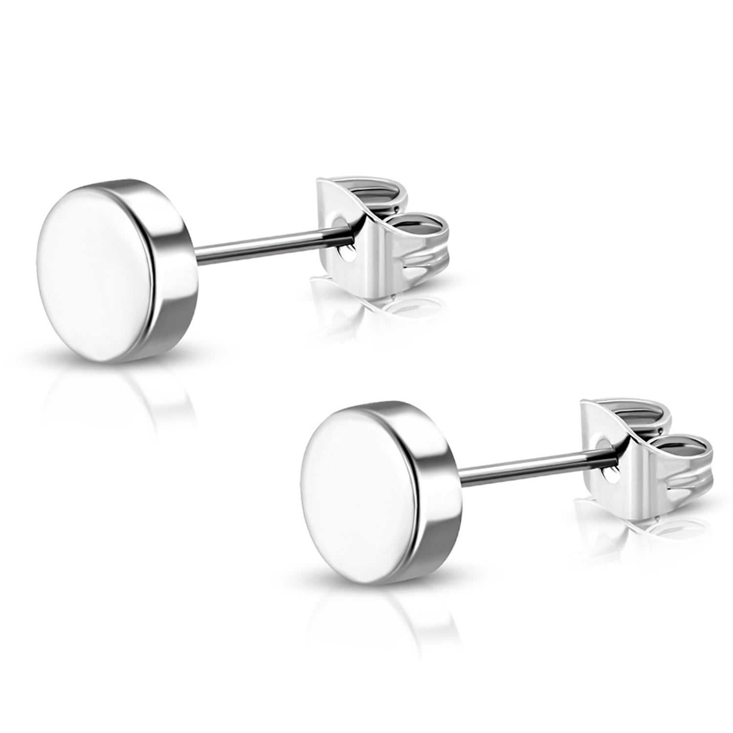 Stainless Steel Illusion Round Circle Button Stud Post Earrings