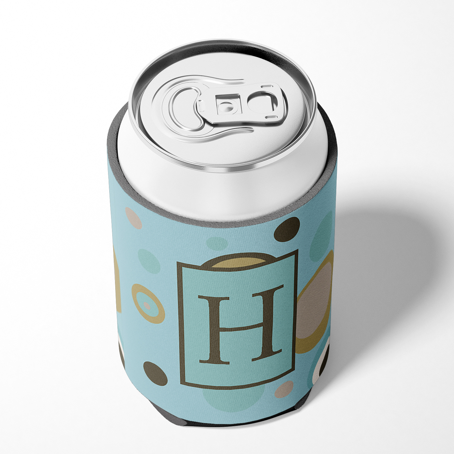 Letter H Initial Monogram - Blue Dots Can or Bottle Beverage Insulator Hugger
