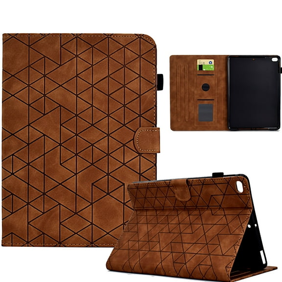 Embossed Folio Flip Smart Case Cover for iPad mini 1/2/3/4/5, Premium PU Leather Kickstand Card Slots Magnetic Auto Sleep / Wake with Pen Slot Case for iPad mini 1/2/3/4/5, Brown