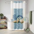 thumbnail image 6 of No Hook Shower Curtain, Blue Coastal Starfish Shower Curtains for Bathroom with See Through Top Window, Vintage Beige Nautical Coral Summer Waterproof & Washable Bath Curtain Narrow 54"x78", 6 of 9