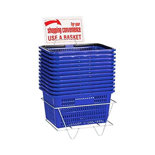 Blue Shopping Baskets With Stand Set Of 12 Basket Dimension 81/2"H