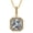 Yellow Gold Plated Silver, variant on Silver 7mm Center Asscher Cut Halo CZ Pendant with 22" Adjustable Box Chain (White)